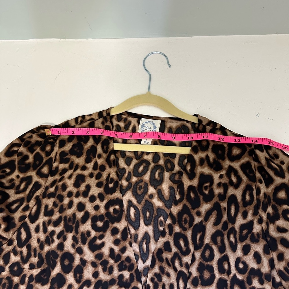 Blue Rain Leopard print Lined Wrap Dress Size Large - Picture 9 of 14
